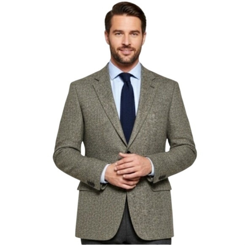 Barrington‎ Mens Tweed 100% Silk Sport Coat Jacket Wedding Old Money Beige 44 R